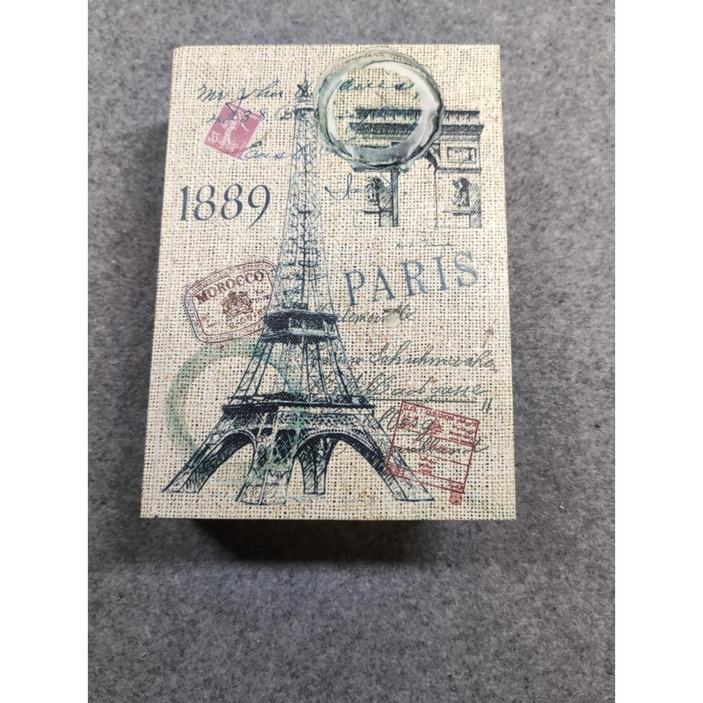 Paris 1889 Decorative Book Box Hidden Storage Eiffel Tower Faux Book Decor 8in - Picture 3 of 7